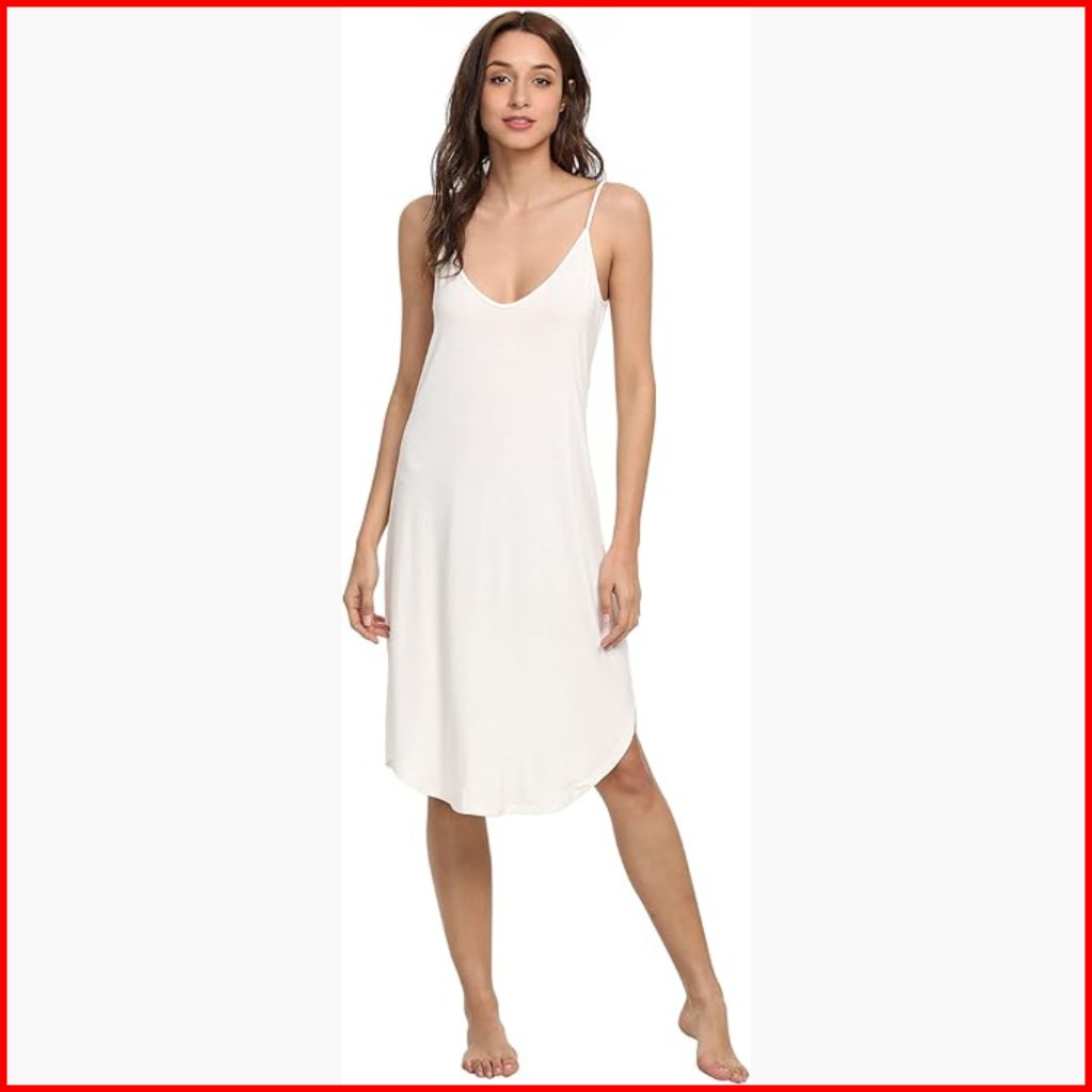 Bamboo Viscose Full Slip Dress Adjustable Straps Knee Length